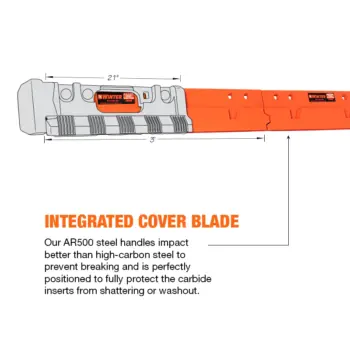 BlockBuster carbide and cover with perfectly aligned, integrated cover blade.