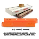 Vulcan V-Plow steel cutting edge system with cast steel curb guard blade savers with carbide full packaging for boss dxt.